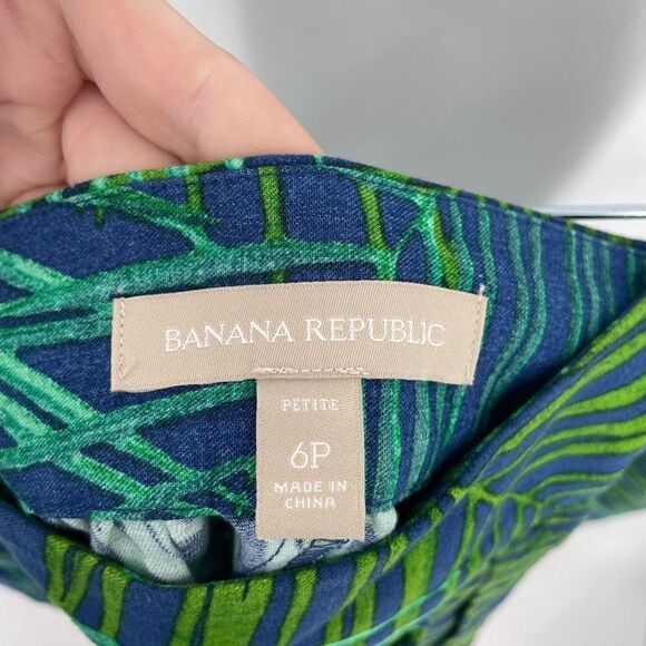 Banana Republic Women’s Tropical Green Blue Vacation Linen Blend Skirt Size 6 - Picture 3 of 9